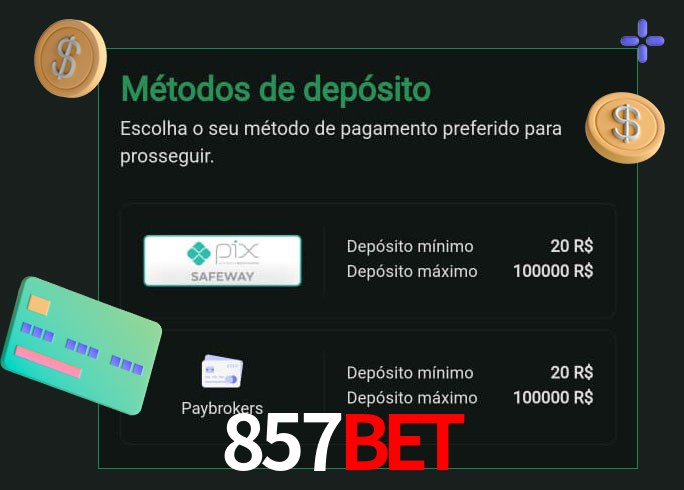O cassino 857bet oferece uma grande variedade de métodos de pagamento